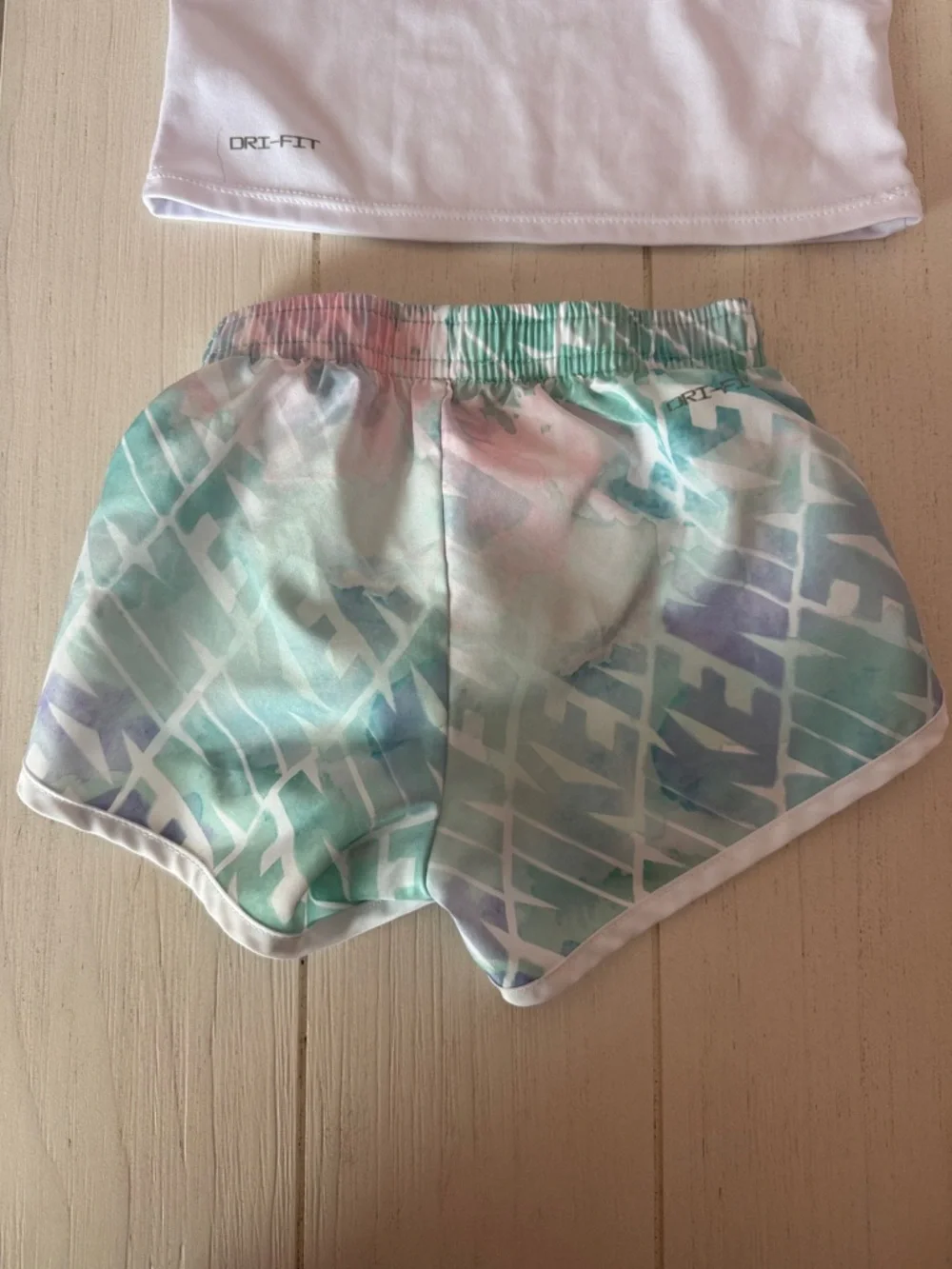 Toddler Nike White Tee with Aqua & Mint Printed Shorts Set - Picture 4 of 6